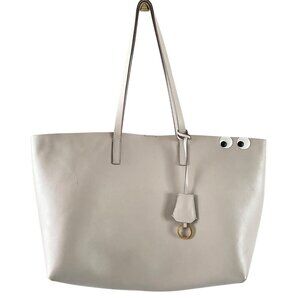 Anya Hindmarch Ebury Shopper II Eyes Leather Tote Steam Gray Circus Googly Eyes